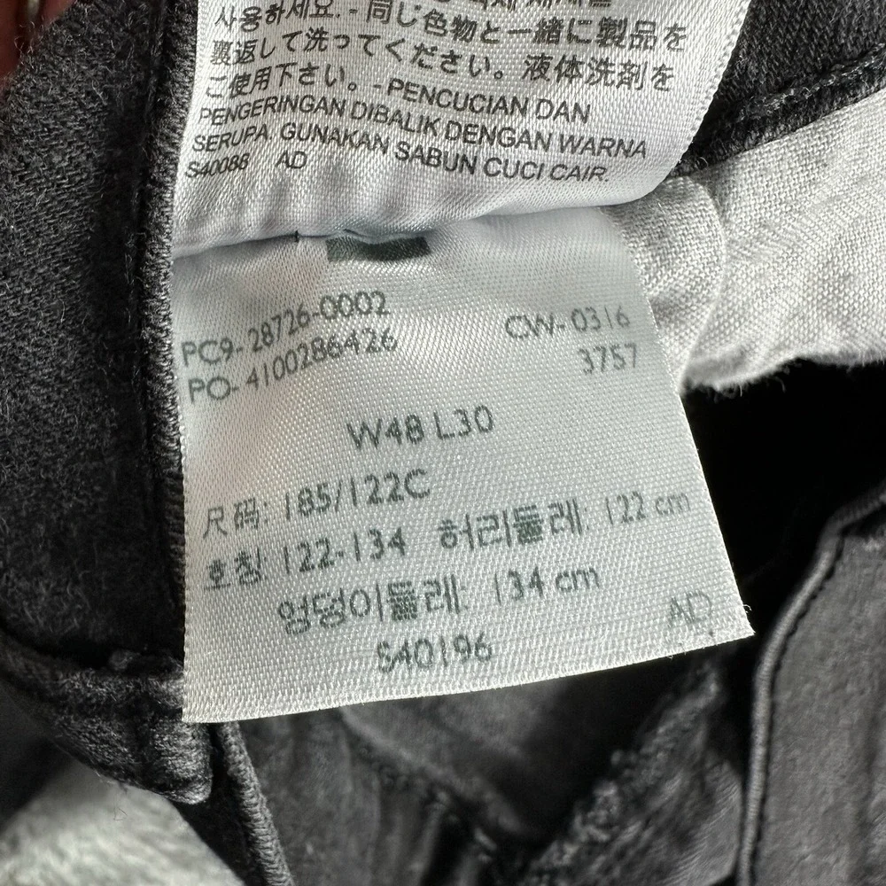 Levi's 514 Black Jeans Mens 48x30 Straight Fit Stretch Clean Fade Goth Retro